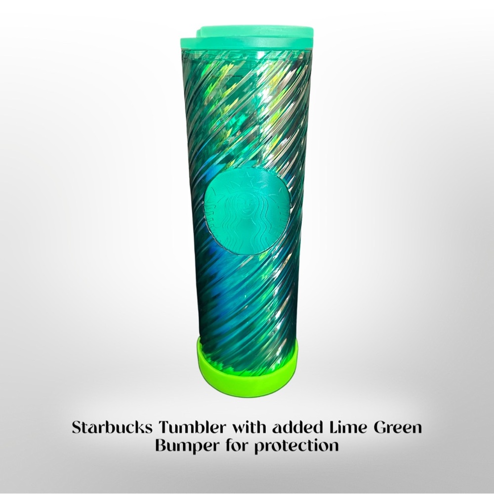 💚 Starbucks 2022 Holiday Candy Cane Swirl Tumbler with Lime Green Bumper NEW